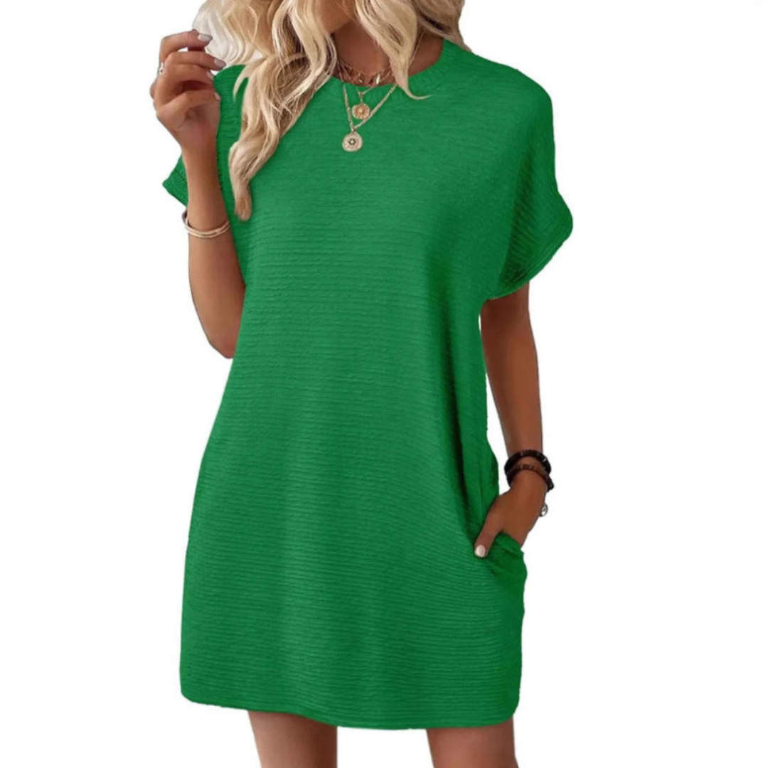 EVASHA – Casual Minimalist Round Neck Dress