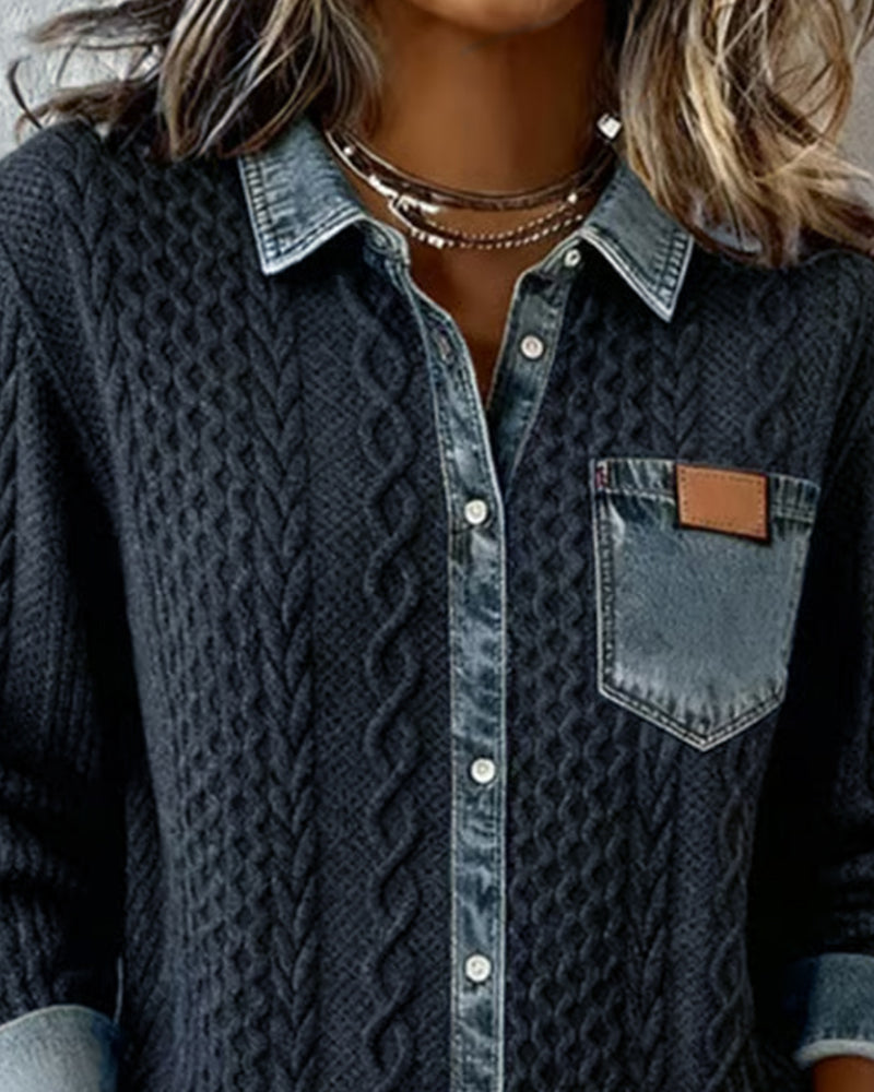 Mila™ | Long Sleeve Shirt with Denim Details