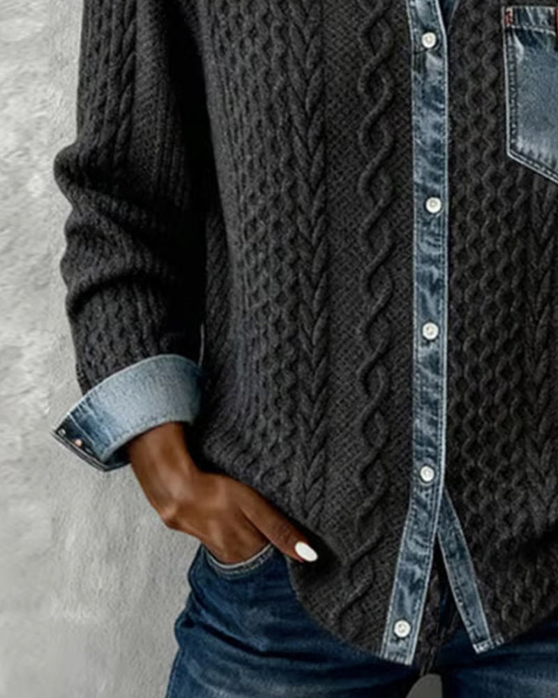 Mila™ | Long Sleeve Shirt with Denim Details