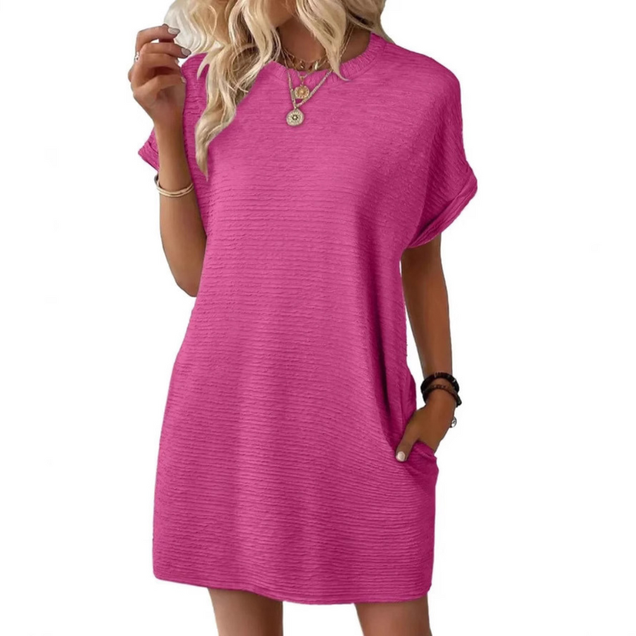 EVASHA – Casual Minimalist Round Neck Dress