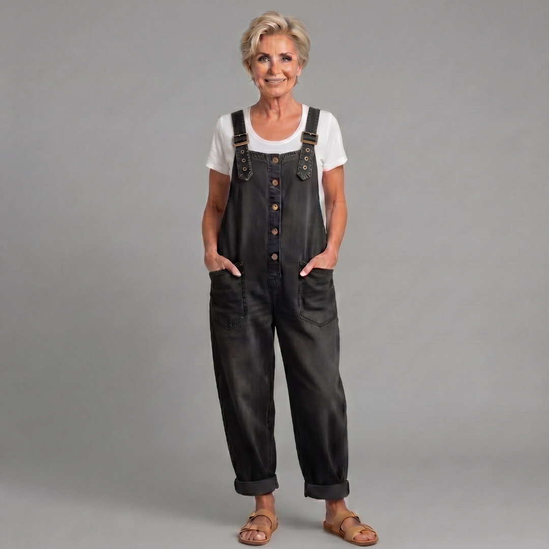 Saylor - Vintage Washed Cotton Denim Overalls