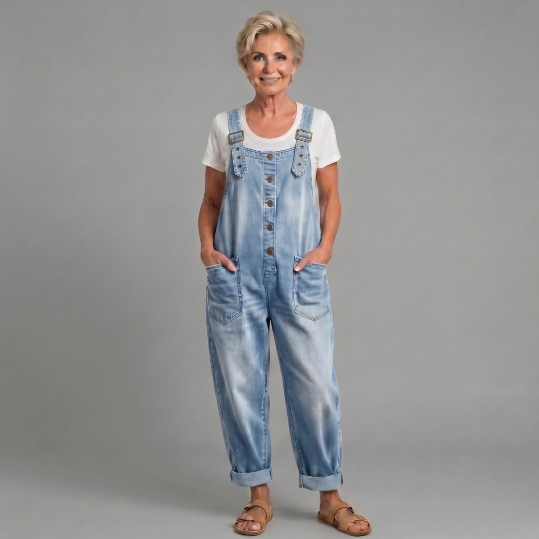 Saylor - Vintage Washed Cotton Denim Overalls