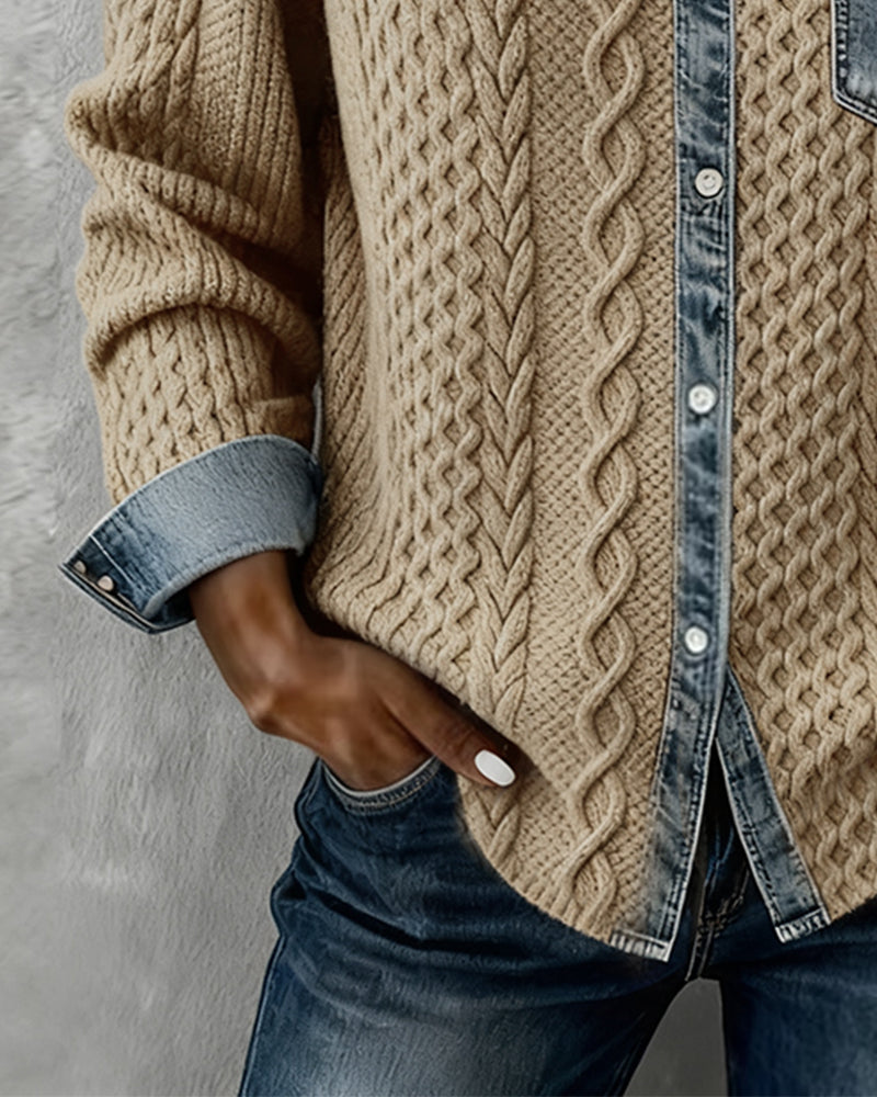 Mila™ | Long Sleeve Shirt with Denim Details