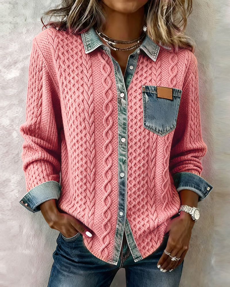 Mila™ | Long Sleeve Shirt with Denim Details