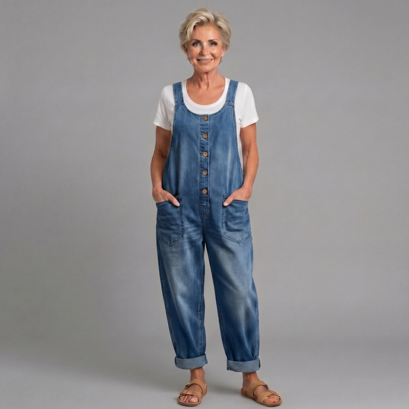 Saylor - Vintage Washed Cotton Denim Overalls