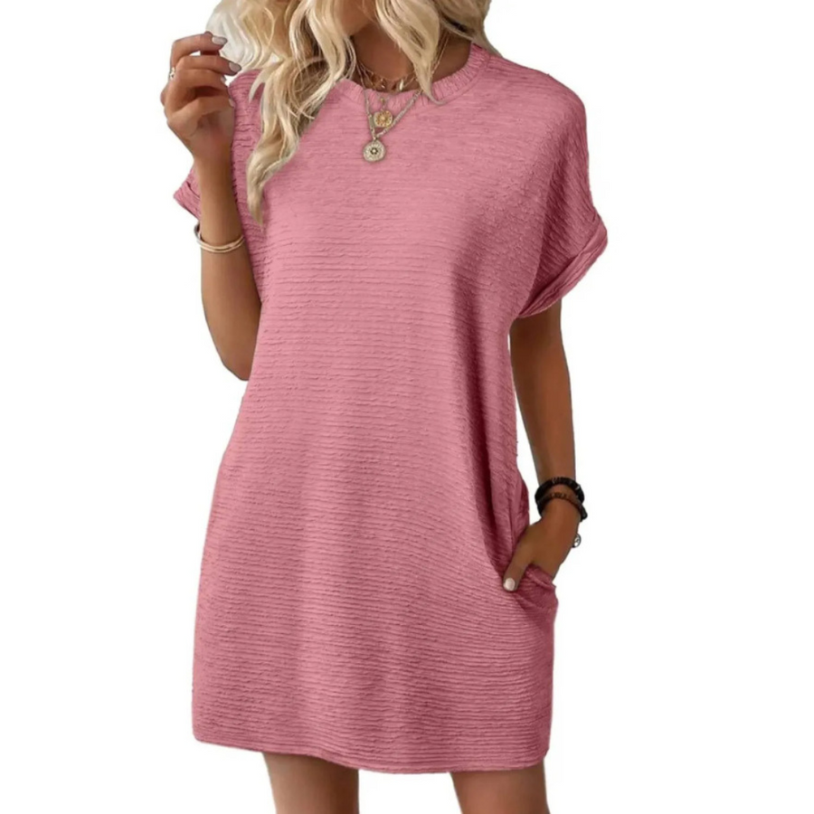 EVASHA – Casual Minimalist Round Neck Dress