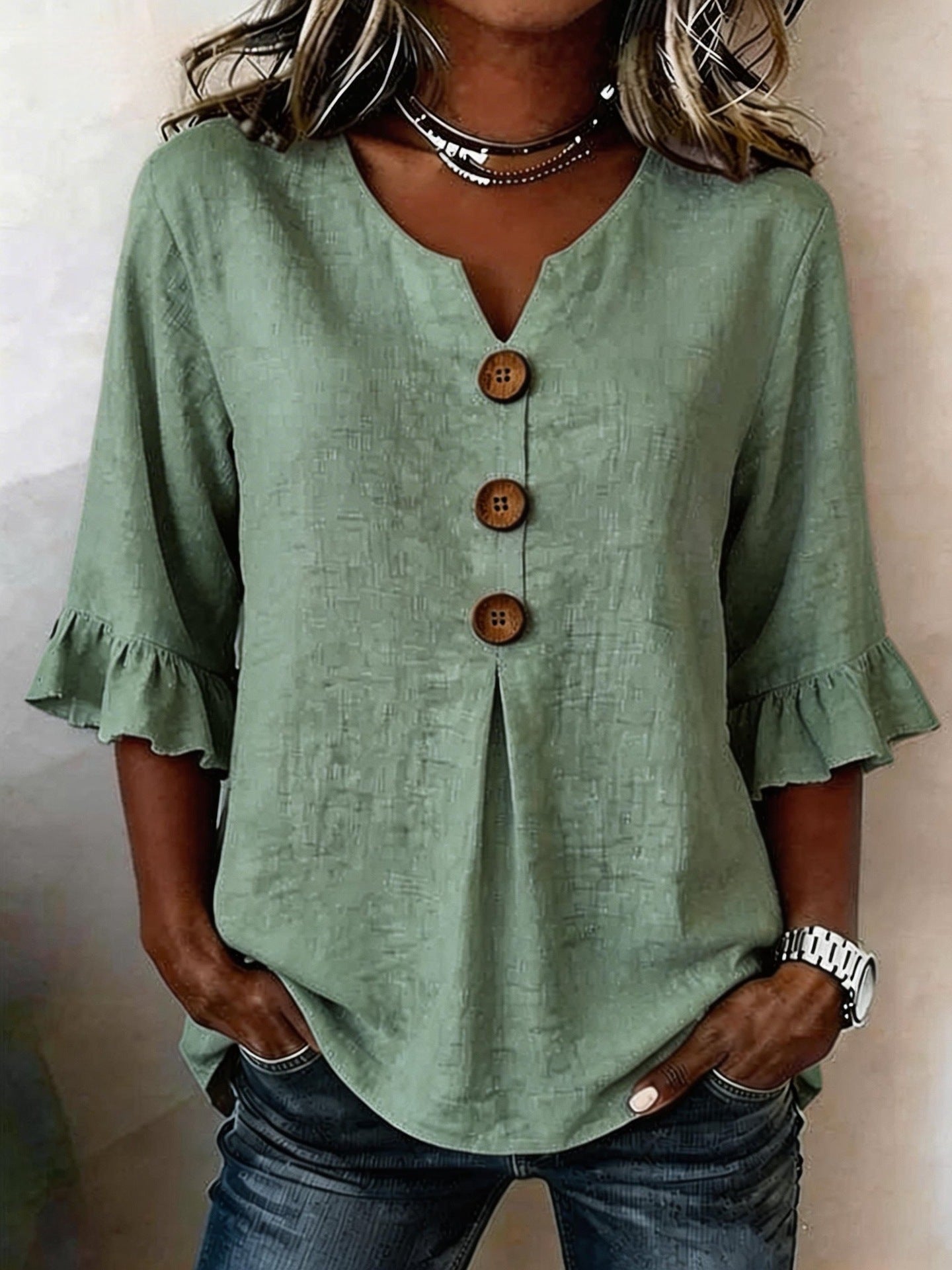 ROMANTIC BLOUSE WITH RUFFLES FOR WOMEN