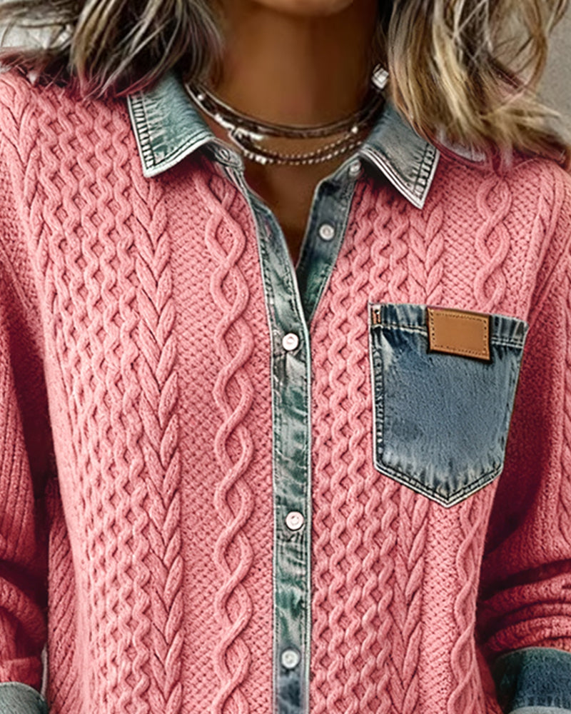 Mila™ | Long Sleeve Shirt with Denim Details