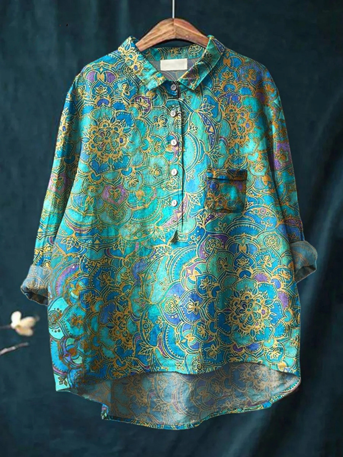 Women's Retro Art Print Casual Shirt