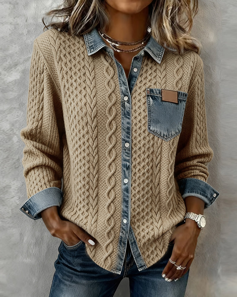 Mila™ | Long Sleeve Shirt with Denim Details