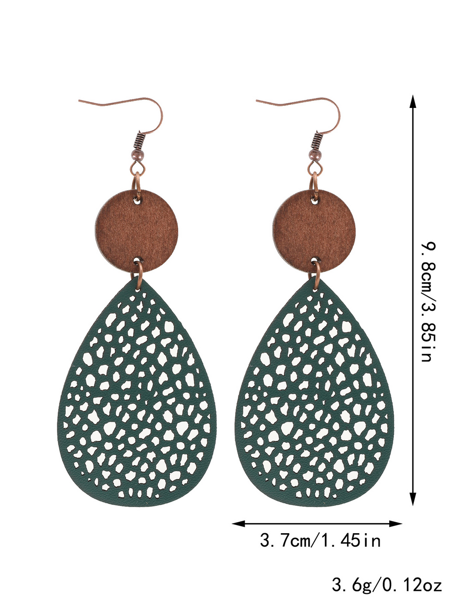 Eliana - Vintage Style Hollow-Out PU Leather Drop Earrings