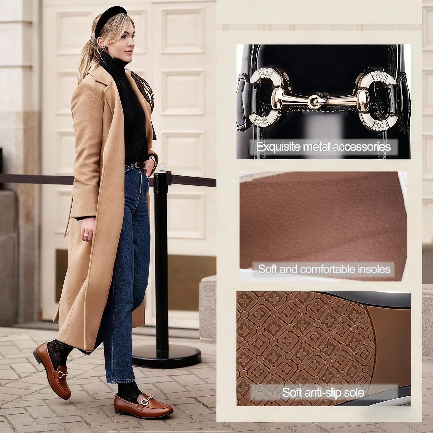 Isla™ | Soft Leather Loafers with Gold Buckle