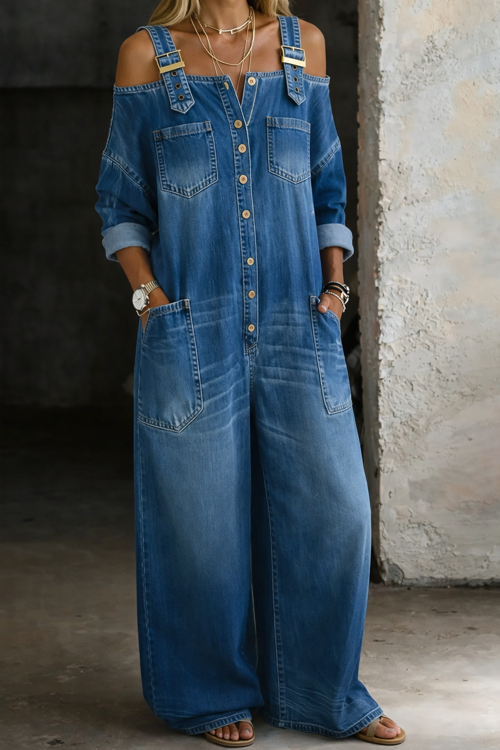 Sophia | Mono Denim with Exposed Shoulders