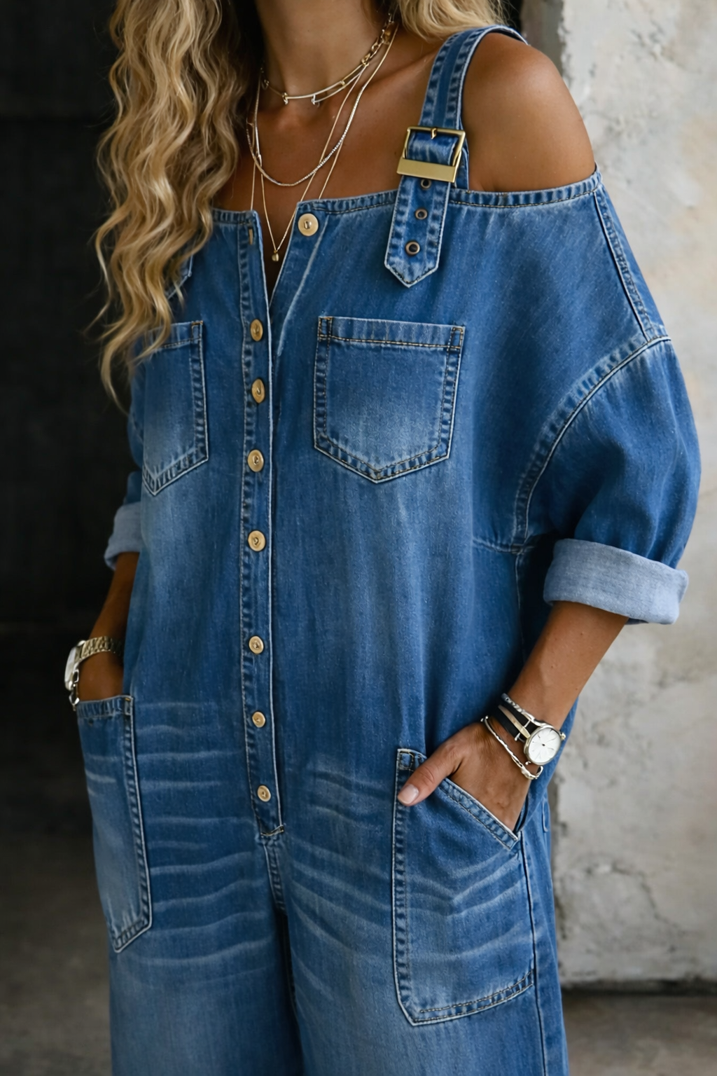 Sophia | Mono Denim with Exposed Shoulders