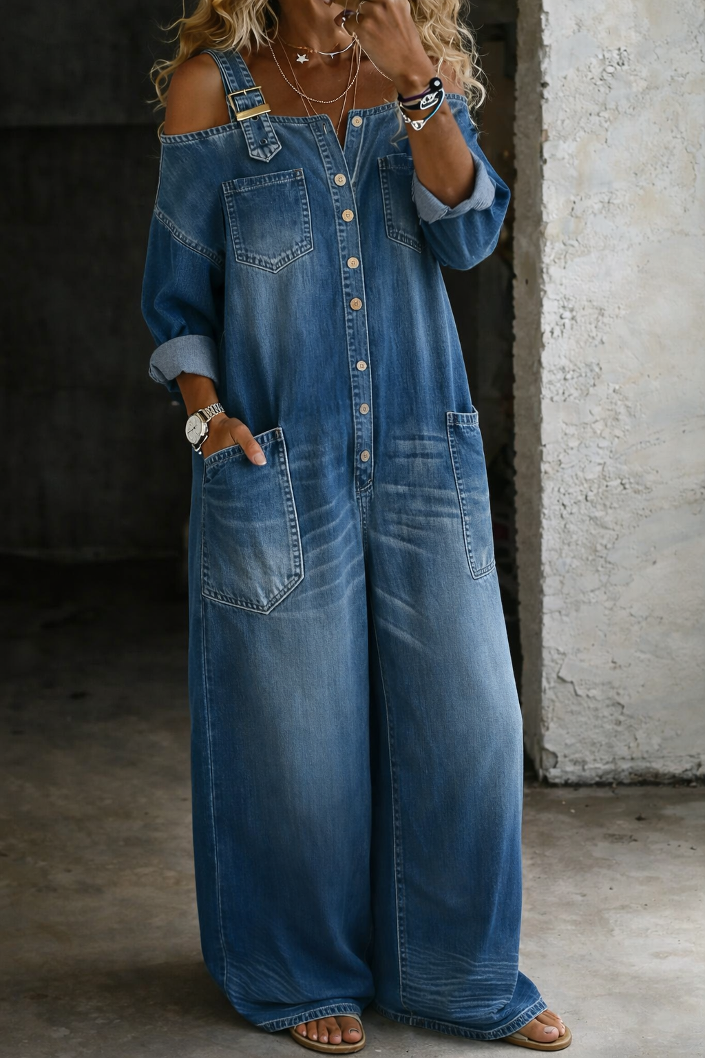 Sophia | Mono Denim with Exposed Shoulders