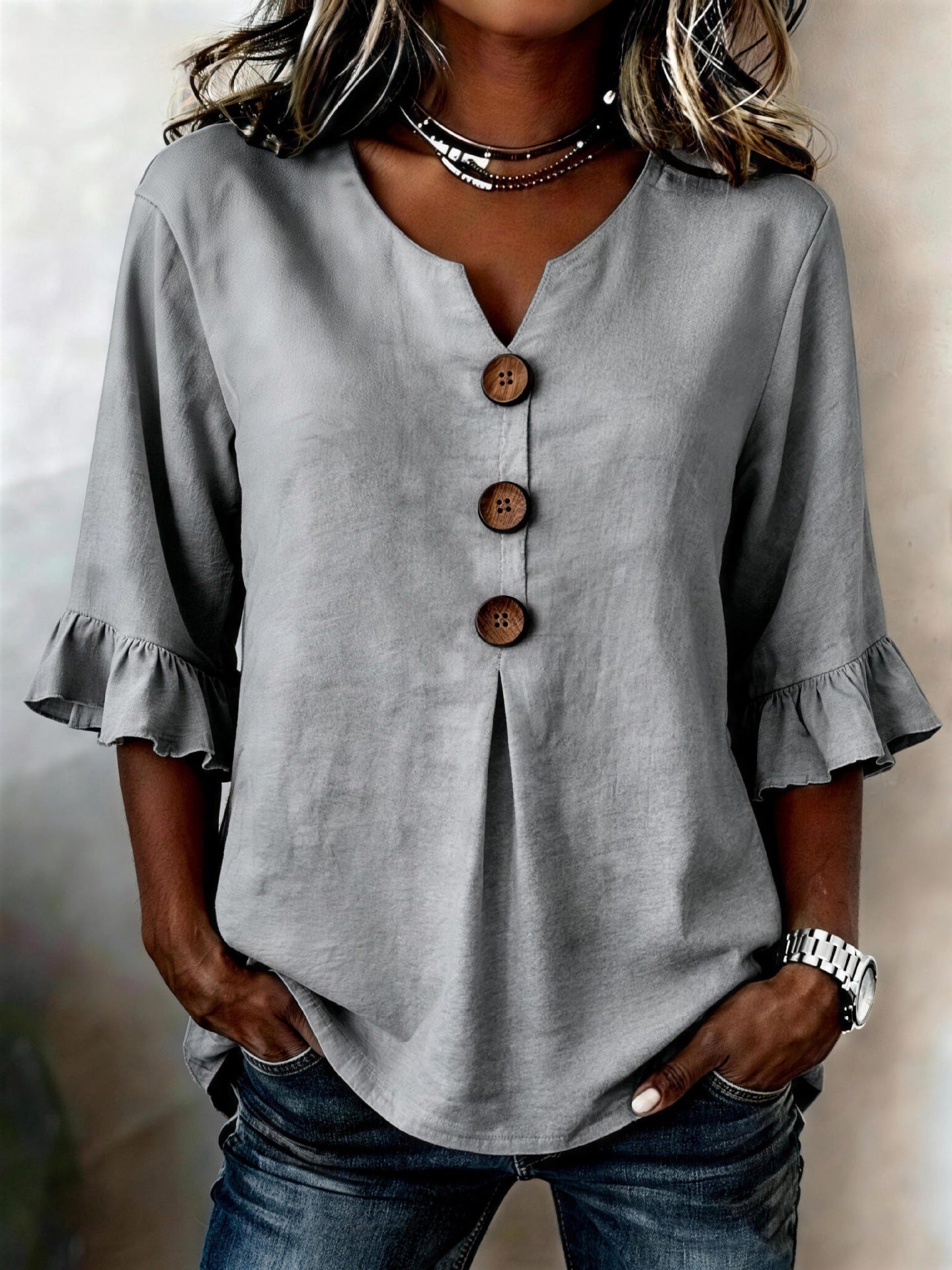 ROMANTIC BLOUSE WITH RUFFLES FOR WOMEN