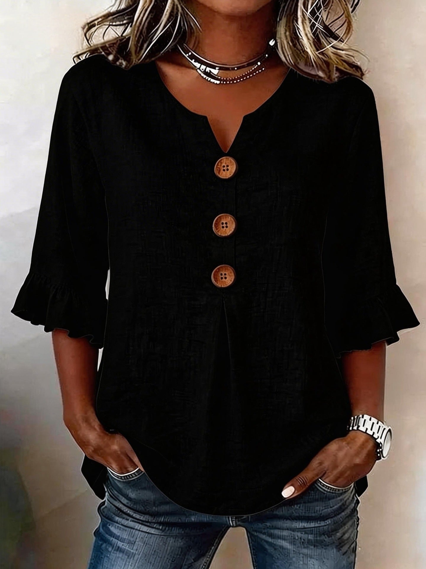 ROMANTIC BLOUSE WITH RUFFLES FOR WOMEN