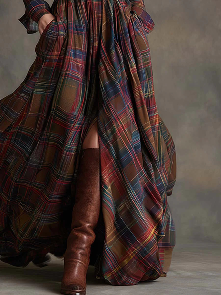 Beatriz™ ❘ Long plaid dress with belt