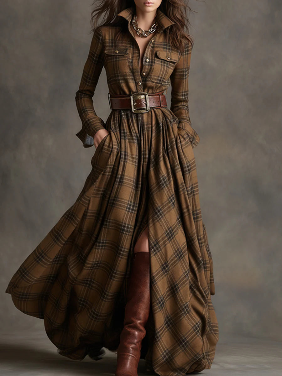 Beatriz™ ❘ Long plaid dress with belt
