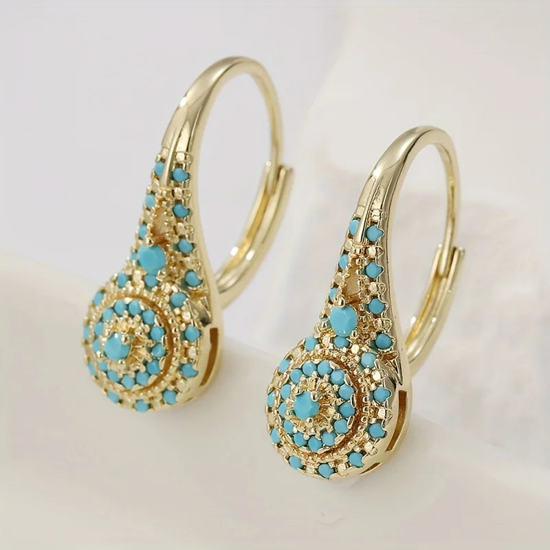 Layla | Turquoise Mosaic Teardrop Gold Earrings