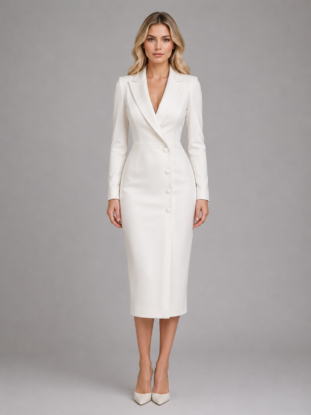 Lea™ | Women’s Tailored Blazer Midi Dress