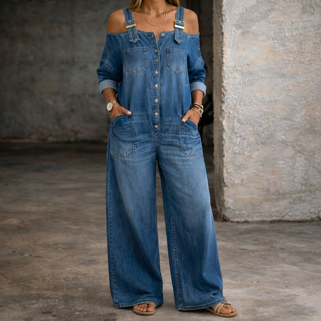 Sophia | Mono Denim with Exposed Shoulders